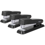 Amazon Basics Full-strip Metal Office Desktop Stapler, 20 Sheet Capacity, 3 Pack, Black