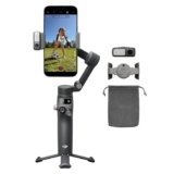 DJI Osmo Mobile 8 Combo Advanced Tracking stabilizzatore per smartphone, AI tracciamento nativo con audio e illuminazione, rotazione panoramica a 360°, manico telescopico e treppiede integrati