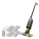 Shark VACMOP Cordless Hard Floor Cleaner, Vacuum and Spray Mop, Powerful Suction, Lightweight, LED Headlights, Includes 4 Disposable Pads, 12oz Multi-surface Cleaning Solution, Gray, VM252