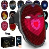 megoo Maschera led con bluetooth app programmazione, Maschera luminosa digitale elettronica, per halloween costume partito festa mascherata cosplay dj rave,cool, per adulti/bambini