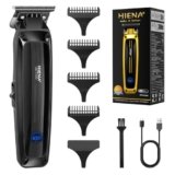 HIENA PRO Professional Electric Hair Trimmer for Men, Cordless Clipper Barber Haircut Tool with USB, Rechargeable T-Blade Precision Beard Trimmer, Perfect Gifts for Men(Black)