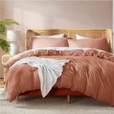 Nestl Twin Duvet Cover Set – Soft Double Brushed Rust Duvet Cover Twin XL, 2 Piece, with Button Closure, 1 Duvet Cover 68×90 inches and 1 Pillow Sham