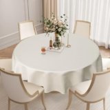 Softalker Tovaglia Beige Da Esterno Rotonda 160 cm 6 Posti Antimacchia Con Design Jacquard Poliestere 210GSM Idrorepellente Ideale Per Tavoli Da Pranzo Rotondi E Cene Familiari Primavera per Picnic