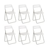 Baroni Home Sedia Pieghevole Salvaspazio, Sedia da Pranzo per Interno ed Esterno con Struttura in Acciaio, 42x38x78 cm (6 Pezzi, Bianco)