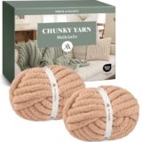 Jumbo Chenille Chunky Yarn for Crocheting – Super Bulky Fluffy Chunky Yarn for Hand Knitting – Extra Thick Soft Blanket Big Yarn 2 Jumbo Pack (27yds,8 oz Each Skein)