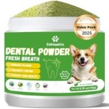 Vetriuntrix Dog Teeth Cleaning Powder, Dog Dental Powder for Teeth Cleaning and Dog Breath Fresh for Dogs with Probiotic & Tartar Remover, Plaque Off Dog Tooth Cleaning 150g