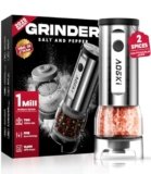 Electric Salt and Pepper Grinder Set: 1 Grinder + 2 Replaceable Jars – Stainless Steel & Separate Hoppers – For Gourmet Sessions – Prevents Spice Mixing for Foodies (1 Grinder + 2 Jars)