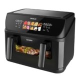 Cecotec Friggitrice ad Aria 10L – Air Fryer, Cecofry&Grill Duoheat 10000. 2800W, Doratura Perfetta e Sapore Griglia su Carni, 4 Resistenze, Parete Divisoria Mobile, Temperatura Duale, 10 Menu