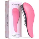 Crave Naturals Glide Thru Hair Brush – Detangler Brush for Curly, Straight, Wet or Dry Hair – Gentle Detangling Brushes for Adults, Kids, Toddlers – Hair Accessories for Women, 7.5×3 – Pink