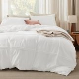Bedsure Grid Boho Duvet Cover Twin Size – Shabby Chic Tufted Boho Bedding Set, 2 Pieces Shabby Chic Home Bedding for All Seasons, Includes 1 Twin Duvet Cover & 1 Pillowcase (White, 68″ x 90″)