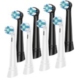Testine Compatibile con Oral B iO Spazzolino Elettrico, per iO 2 3 4 5 6 7 8 9 10 serie, Pulizia profonda della placca dentale ostinata, 4 Nero/4 Bianco