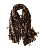 KRUIHAN Sciarpa Donna Primavera-Inverno con Nappe Morbide e Disegni Leopardati,Scialle Elegante Col Foulard,Accessori e Regali Donna(Stile B/Marrone)