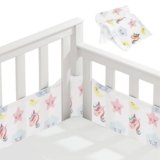 Vicloon Paracolpi Lettino, 2 Pezzi Paraurti Cot Morbida e Traspirante, Paracolpi per Lettino con 10 Cinghia Fissa, Lavabile, 340cm x 30cm + 160cm x 30cm, Unicorno