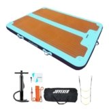 Inflatable Floating Dock, 8 x 6ft Air Dock Platform, Island Raft Mat with Rope Ladder & Non-Slip Surface for Lakes Beach Ocean