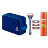 UEFA Champions League Special Edition Gillette Fusion5 Rasoio Barba Manuale Fusion 5, 4 lamette Gillette Fusion 5 di Ricambio Con Striscia Lubrificante a 5 lame, Schiuma da Barba Fusion5
