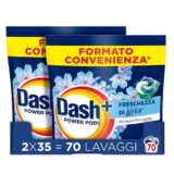 Dash Power Pods Detersivo Lavatrice In Capsule, 70 Lavaggi(2×35), Freschezza Di Lenor, Risveglio Primaverile, rimuove addirittura gli odori di sudore vecchi di 7 giorni, per una pulizia impeccabile