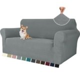 YSTELLAA Copri Divano 2 Posti Con Braccioli, Jacquard Copridivani Elasticizzati, Copridivano Antigraffio Gatto Cani, Universale Moderno Sofa Cover, Copridivano Antiscivolo Lavabili, Grigio Chiaro