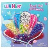 LUV HER Beading Kits – Necklace Making Kit & DIY Friendship Bracelet Kit for Girls – Includes 60x 6mm Verbiage, 8mm Pearl Beads & More – Jewelry Making Craft Kit for Kids Ages 6+