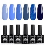 TOMICCA Gel Smalto Unghie Blu Glitterato, 6 colori autunno smalti semipermanenti per unghie glitterato da inzuppare UV/LED regalo durata per il salone d’arte delle unghie fai da te casa, 8ml