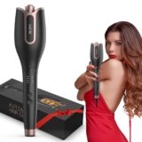 BUJIYI Arricciacapelli Automatico,Ferro Arricciacapelli, 4 Impostazioni di Temperatura Regolabili, 3 Opzioni di Tempo di Riscaldamento, Cavo Girevole a 360° Anti-groviglio (Nero)