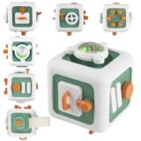 Fsaklaskdy Giochi Montessori 6-in-1 Cubo Occupato per Bambini 1 Anno, Giocattoli da Viaggio con Attività Sensoriali