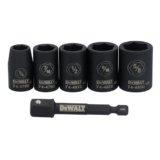 DEWALT Socket Set, 6 Pcs 3/8 Drive Impact Standard SAE Socket Set, 6 point, 3/8 Inch to 5/8 Inch, Includes 1/4 inch Adapter (DWAFSFSET6)