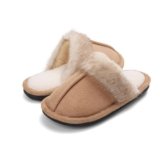 JouraLiyon Kids Slippers,Girls House Shoes in Winter,Wool-Like Plush Fleece Lined,Warm,Comfortable for Indoor Essential,Beige