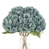 Louiesya Artificial Flowers Silk Hydrangea Flowers with 5 Heads Fake Flower Bunch Bouquet for Home Wedding Party Decor DIY (Lake Bule，5 Flower Heads)
