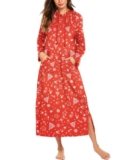 Ekouaer Nightgowns for Women Cotton Nightgown Long Sleeve Hooded Night Gown Contrast Color Full Length Loungewear with Pocket Red Christmas Print XXL