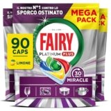 Fairy 30 Minuti Miracle Detersivo Pastiglie Lavastoviglie, 90 Capsule, Limone, Il Nostro N.1 Contro Lo Sporco Ostinato, Potente Anche Nei Cicli Brevi, MEGA Pack