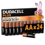 DURACELL Batterie Plus AA (Confezione da 24) – Batterie Alcaline da 1,5 V – Fino al 150% di durata extra con Attivi POWER BOOST– Affidabilità per i dispositivi di utilizzo quotidiano –MN1500