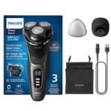 Philips rasoio elettrico serie 3000 – Rasoio elettrico Wet&Dry per uomo, tecnologia SkinProtect, colore Deep Black, rifinitore a scomparsa, supporto di ricarica, astuccio da viaggio (modello S3342/13)