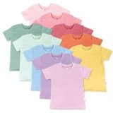 HonestBaby 10-Pack Short Sleeve T-Shirts 100% Organic Cotton Baby, Toddler, Little Kids, Boys, Girls, Unisex, Rainbow Gems Pinks, 6-9 Months