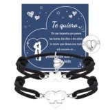 CheersLife 2pcs Regali San Valentino Bracciali Coppia Regalo Marito Bracciale Uomo Ti Amo Bracciale Coppia Regalo Fidanzato Regalo Anniversario Per Lui Regali di Coppia Bracciale Magnetico PuzzleES