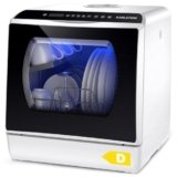 Karlxtom Lavastoviglie portatile, Lavastoviglie Piccola da Appoggio con Doppia Modalità di Alimentazione Dell’acqua, Lavaggio a 360°, 6 Programmi, Controllo touch, Display a LED, Bianca