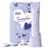 Risina Bikini Trimmer for Women, 2-in-1 Electric Shaver, IPX7 Waterproof, Gentle for Bikini Line & Sensitive Areas, Cordless Rechargeable for Legs Underarms Face, Purple Gift for Women, Teen Girl Gift