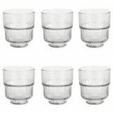 Set 6 bicchieri impilabili 340 ml in vetro, decoro righe, trasparenti, Vertical Sibilla