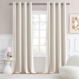 MRTREES Thermo Curtains Living Room – Set di 2 tende oscuranti con occhielli, lunghezza 245 cm, larghezza 140 cm, colore: beige chiaro