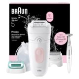 Braun Silk Epil 5 Epilatore Elettrico Donna, Wet&Dry, Rimozione Facile Peli, Pelle Liscia, Include Testina Radente, Cappuccio Regolatore, Cappuccio Prime Epilazioni E Rifinitore Bikini, 5-251