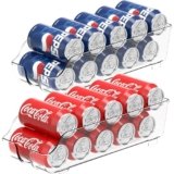 Simple Houseware Soda Can Organizer and Dispenser for Refrigerator / Pantry, Clear, Set of 2