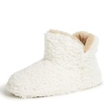 Dearfoams Women’s Chelsea Faux Fuzzy Sherpa Indoor House Bootie Slipper, Muslin, Large