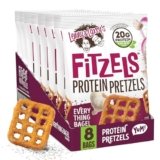 Lenny & Larry’s Everything Bagel FITZELS- Savory Pretzel Snacks Incredibly Tasty, High Protein Salty, Vegan, 20 g’s of Plant Based Protein 8 (eight) Bags, 3 oz Each