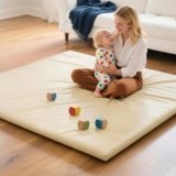 Baby Mat for Floor, Thick Soft Non-Toxic Vegan Leather Baby Play Mat, Waterproof Foam Play Mat, Padded Play Mat for Baby, 50×50 Playpen Mat, Infant Playmat for Baby Girls and Boys, Beige