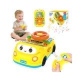 DADAPALS Toddler Toys for Ages 1-3 Boy – Remote Control RC Push Car Racing Adventure Steering Wheel Driving Games,Interactive Learning Educational Christmas Birthday Gift for Kids Age 1 2 3(Yellow)