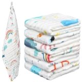 AYESY Mussola Neonato, 6 Pezzi 25 * 50cm in Mussola morbidi, assorbente e traspirante Panni Burp,100% Cotone Baby Burp Panni per Ragazzi e Ragazze, Tessuto a 6 strati Mussole Neonato Cotone