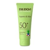 Bilboa In Viaggio, Sapore di Aloe Crema Solare SPF 50+, Con Aloe Vera, Musica per Pelli Sensibili, Resistente all’Acqua, Dermatologicamente testata, 75 ml