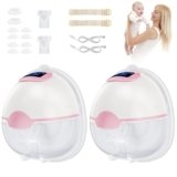 Tiralatte elettrico a mani libere, doppio da 180ml, 3 modalità e 15 livelli intensità, display LED, memoria e spegnimento automatico (rosa)