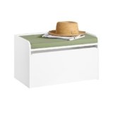 SoBuy Cassapanca portagiochi per bambini Scatola portaoggetti Scarpiera con sedile Bianco 60x34x35cm KMB80-W