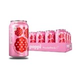 Poppi Sparkling Prebiotic Soda Beverage with Apple Cider Vinegar, Seltzer Water and Fruit Juice, Raspberry Rose Flavor, 12 oz, Pack of 12, Packaging May Vary