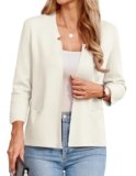 GRACE KARIN Blazer Donna Cardigan Elegante da Lavoro Aperto Davanti con Tasche Cardigan Autunno Inverno Tops S Beige -2
